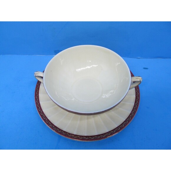 Crown Ducal England Adaptation Early English Double Handled Soup Bowl Underplate - Picture 2 of 8